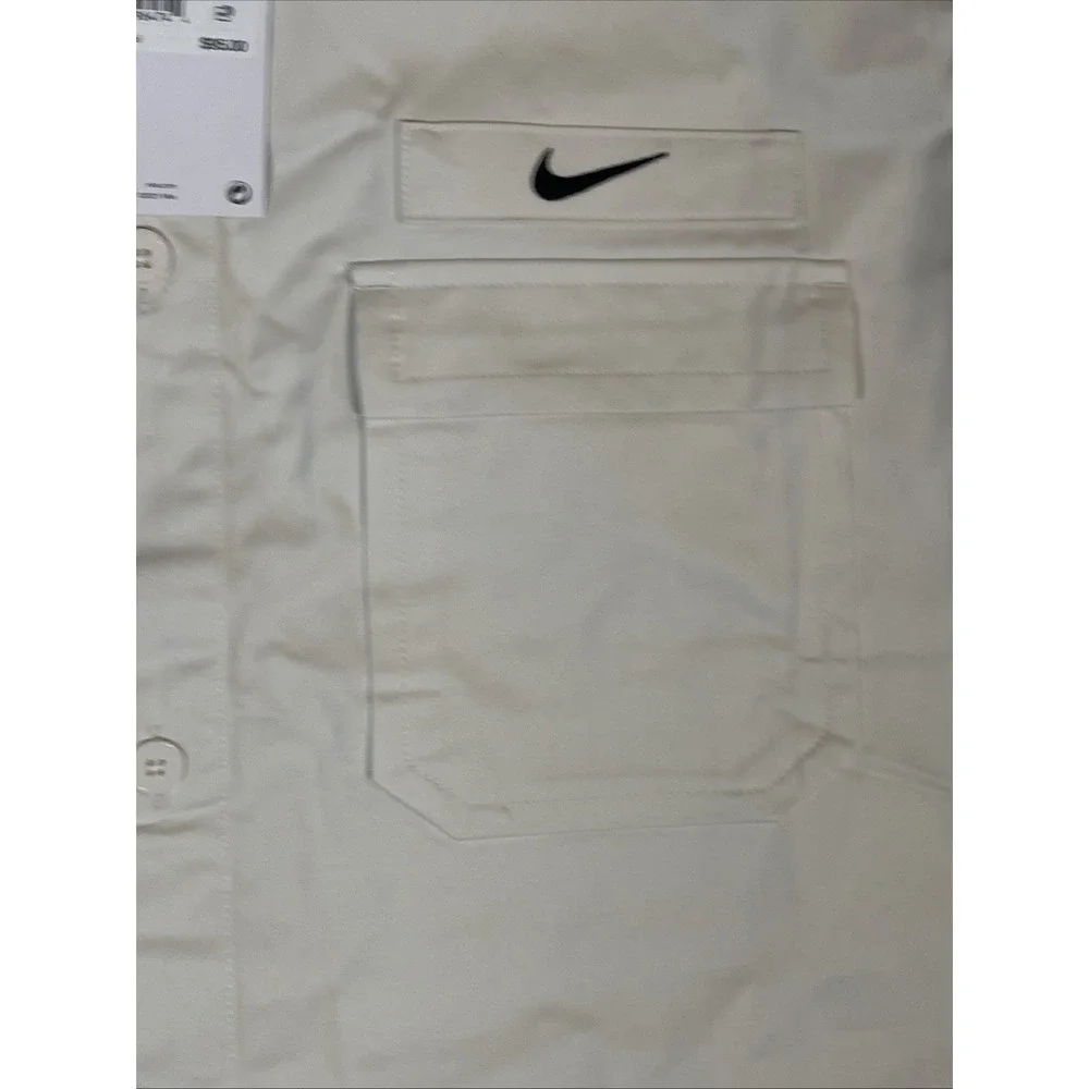 Nike Woven Military Short Sleeve Button Down Shirt Men Sz S White DX3340-030 NWT